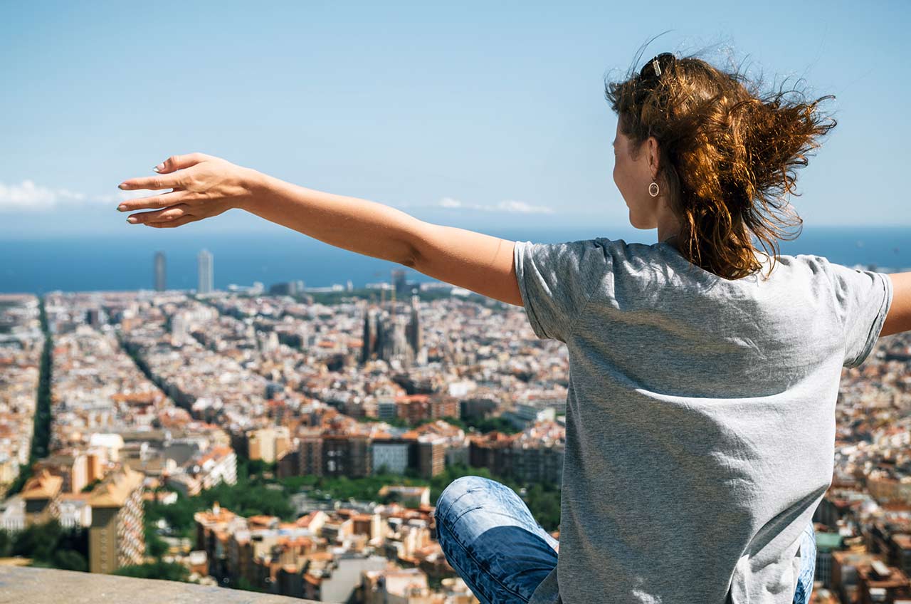 Estudiante vista de Barcelona