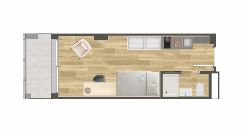 Residencia Estudiantes Camplus Barcelona Estudio Premium con terraza