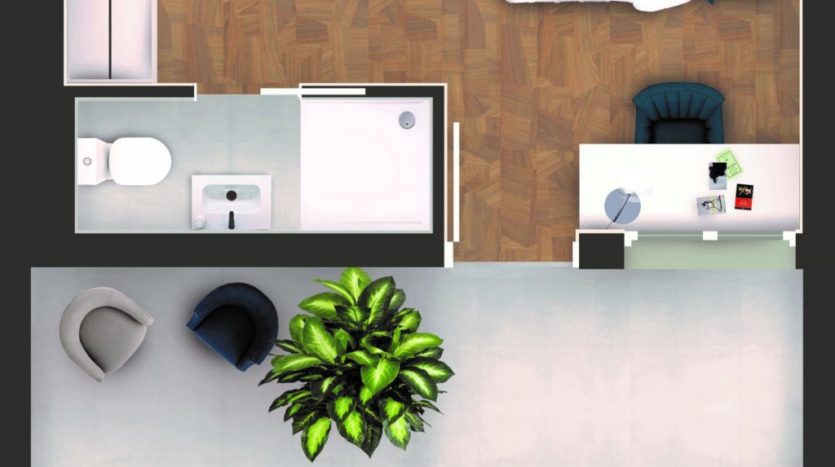 Residencia de estudiantes Camplus Sevilla habitación individual premium con terraza y cocina