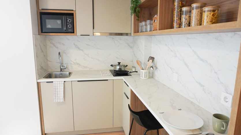 Cocina Vibe Stay residencia estudiantes Madrid