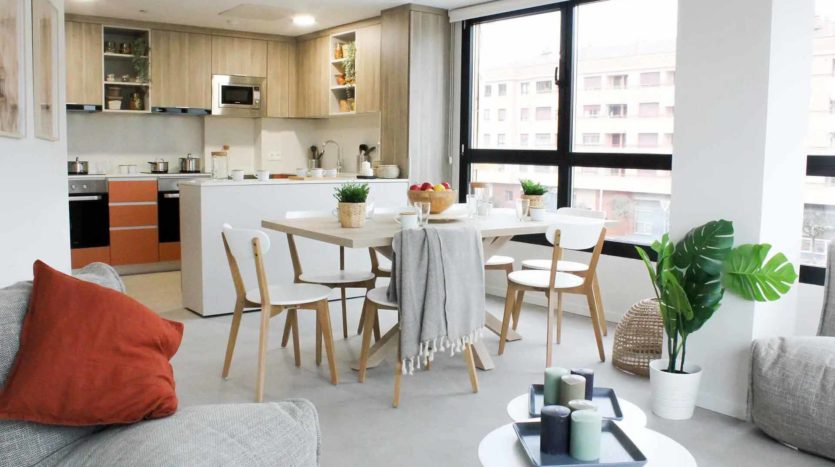 Residencia Estudiantes AMRO en Pamplona comedor en habitación