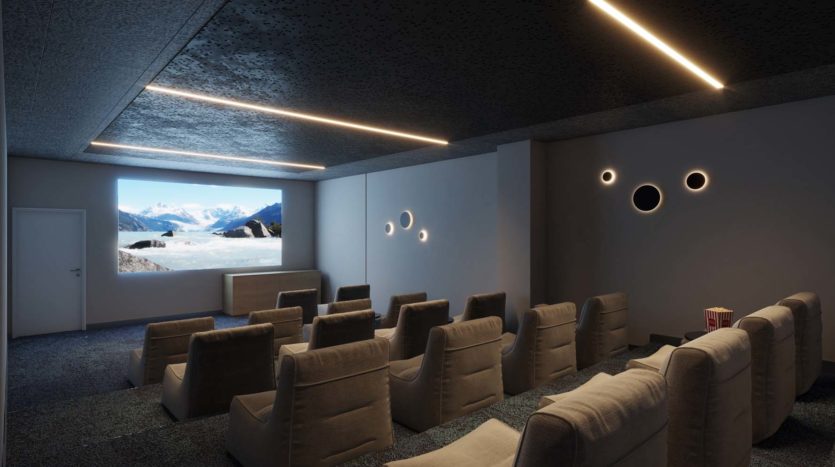 Sala de Cine en residencia de estudiantes Livensa Barcelona Parallel