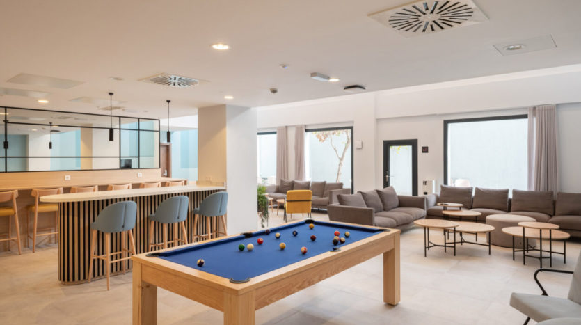 Residencia de estudiantes Nodis en Barcelona zona de juegos